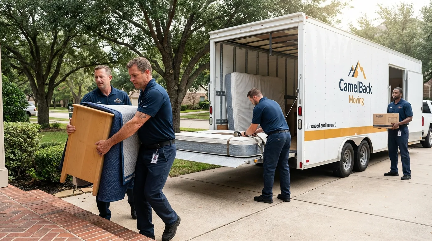 Crew loading residential truck for cross-state move from Newport, RI