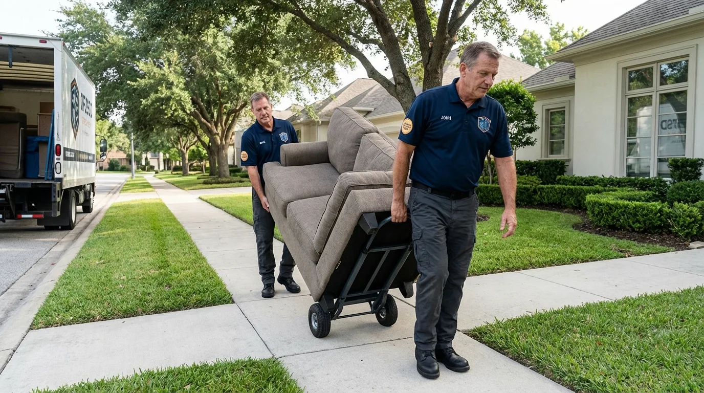 Local residential moving crew loading furniture in Newport, RI